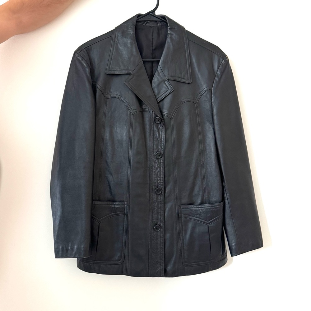 Vintage 80’s Genuine Leather Black Jacket